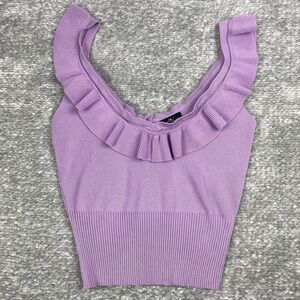 Milk & Honey Women's Size Large Tank Top Sleeveless Ruffled Shoulder‎ Casual